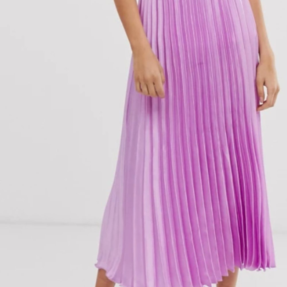ASOS Satin Pleated Column Midi Skirt
